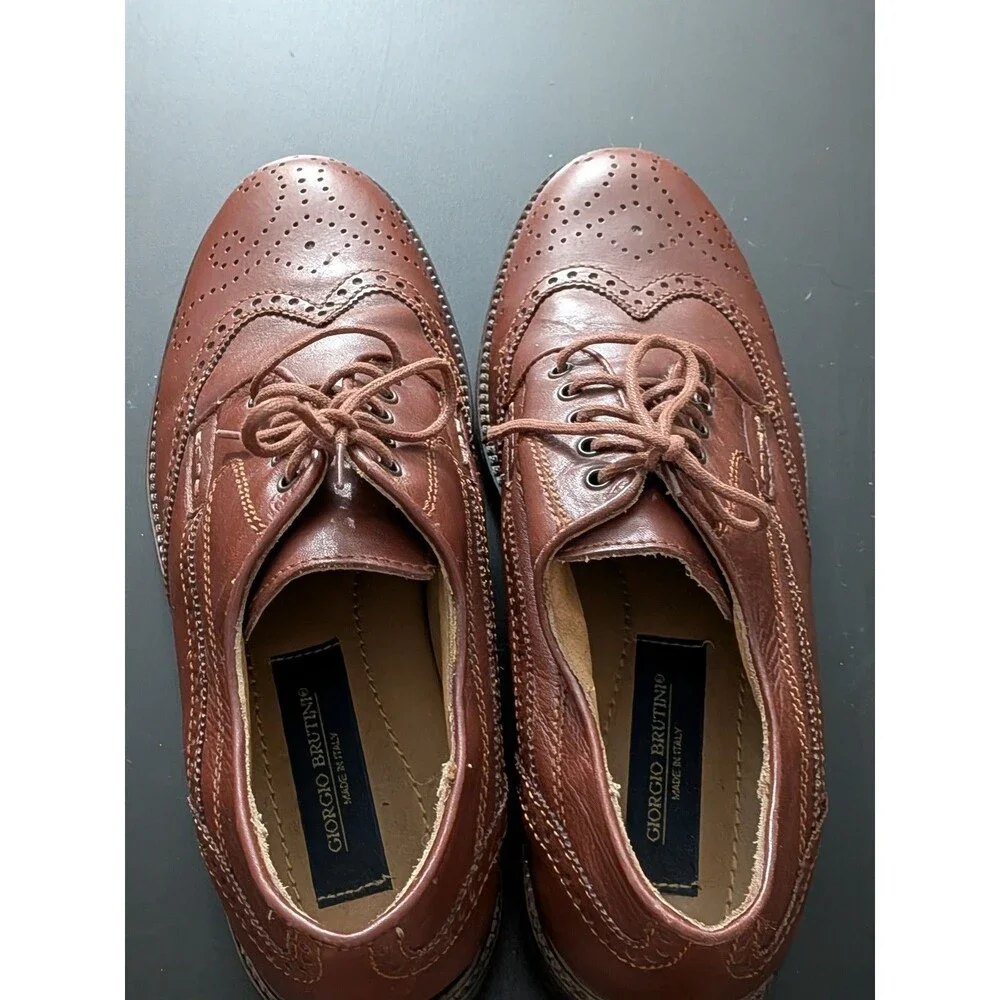 Giorgio Brutini Brown Leather Oxford Dress Shoes‎ Made In Italy Men's Size 8